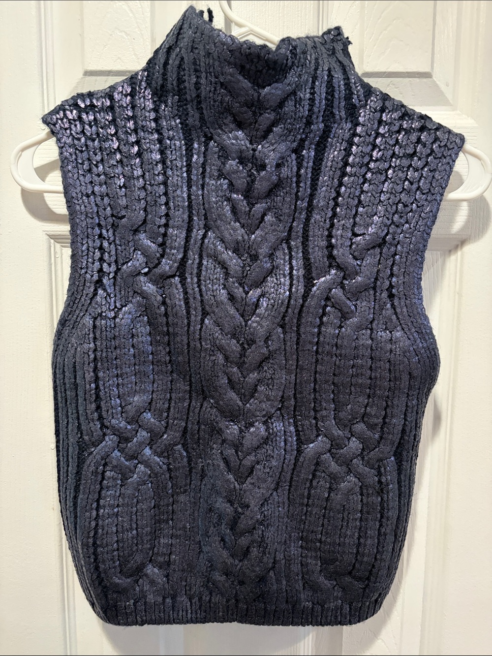 Jason Wu Charcoal Cable Knit Sleeveless Turtleneck Vest
